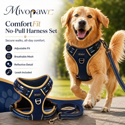 Mivopawr™ ComfortFit No-Pull Dog Harness and Leash Set – Adjustable Reflective Walking Vest