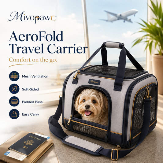 Mivopawr™ AeroFold Soft-Sided Pet Travel Carrier – Ventilated Cat and Small Dog Bag