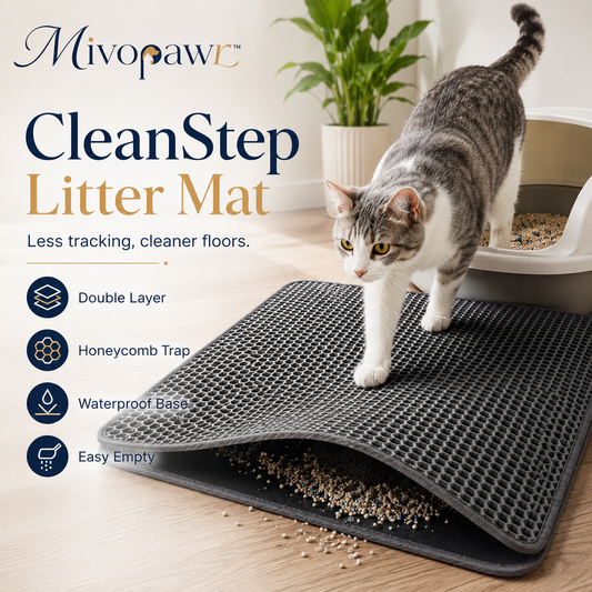 Mivopawr™ CleanStep Double-Layer Cat Litter Mat – Honeycomb Litter Trapping Floor Protector
