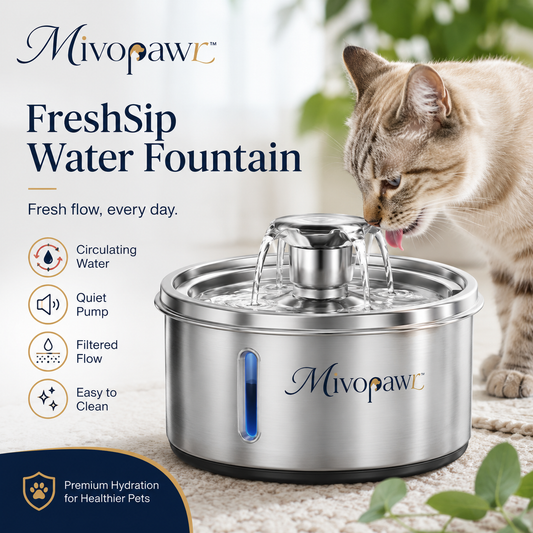 Mivopawr™ FreshSip Stainless Steel Pet Water Fountain – Quiet Filtered Cat and Dog Dispenser
